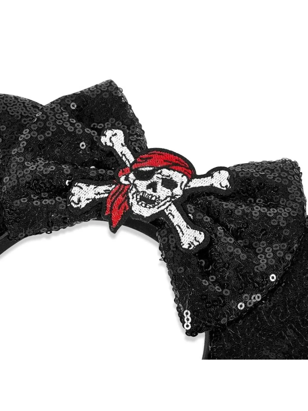 Women Pirates Black Sequin Bow Mickey Mouse Hair Headband for Cosplay